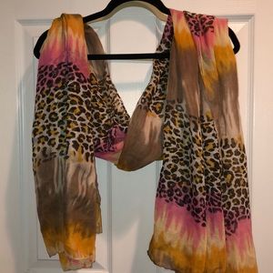 Tie-dye Leopard Print Scarf